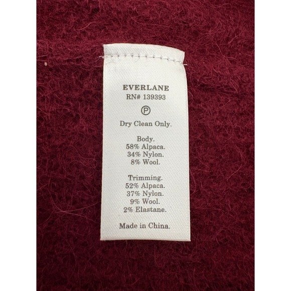 Everlane Alpaca Crew Sweater Size M Oxblood Sheer Diamond Stitch Lightweight - Picture 11 of 12